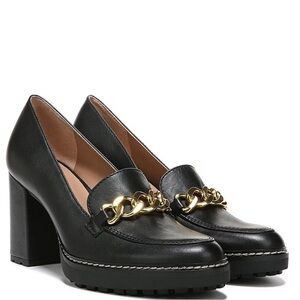 Naturalizer Callie Leather Chain Detail Lug Sole Moc Loafer Pumps, Never Worn